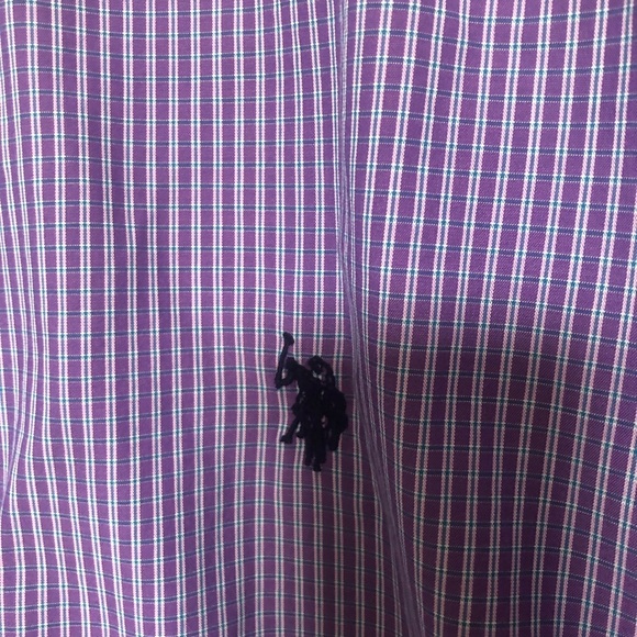 U.S. Polo Assn. Wrinkle Resistant Purple Dress Shirt Long Sleeve 17.5 - Picture 4 of 8